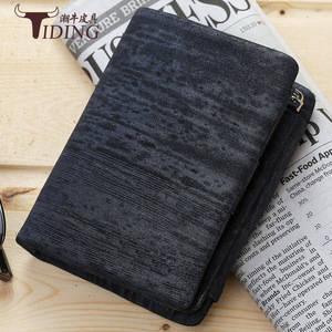 Cartera Tiding para hombre, capa superior de piel de vaca, estilo corto, multifuncional, unisex, azul, frecuencia P42135 - Product Image 1