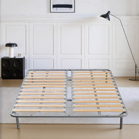 Sommier de lit king-size en métal robuste avec lattes fixées, base de lit plateforme anti-déplacement pour chambre à coucher