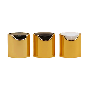 Capuchon de disque en plastique doré et blanc brillant avec couvercle métallique 24/410 - Product Image 2