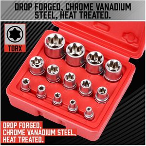 ชุดบิตซ็อกเก็ตหัวดาว E Torx แบบตัวเมีย 14 ชิ้น/ชุด ทำจากเหล็กโครเมียมวานาเดียม ขนาด E4 - <span class=keywords><strong>E24</strong></span> ชุดเครื่องมือซ่อม ชุดเครื่องมือช่าง ปลอกบิต - Product Image 5
