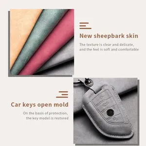 Funda para llave de coche para <span class=keywords><strong>BMW</strong></span> 1 2 3 4 5 6 <span class=keywords><strong>7</strong></span> Series X1 X3 X4 X5 X6 F36 F25 F26 F30 F34 F10 F07 F20 Z10 G30 F15 F16 llavero de cuero - Product Image 4