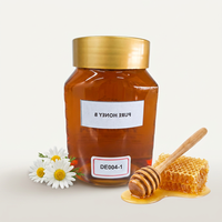 Pot en plastique de 500g de miel naturel avec couvercle doré, miel pur doré pour le thé, le petit-déjeuner, la pâtisserie et la restauration