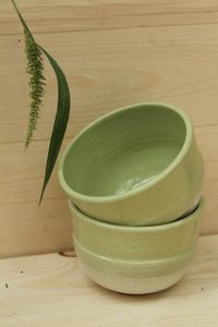 ชามเซรามิกสโตนแวร์คุณภาพสูง งานแฮนด์เมด เผาด้วยอุณหภูมิสูง ใช้กับไมโครเวฟได้ สีเขียวมิ้นท์เคลือบเงา ลายชนเผ่า - Product Image 2