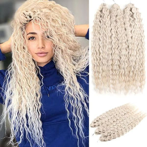 Pelo sintético Arielcurly ondulado a granel onda de agua profunda pelo de ganchillo trenzado Ombre 100g 22 "largo ArielCurl extensiones de cabello trenzado - Product Image 1