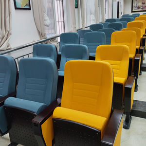 高品质可定制会议音乐学校演讲厅可折叠织物连续排金属脚礼堂椅子 - Product Image 4