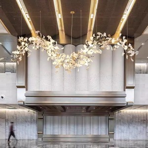 Lámpara Colgante de Acrílico con Hojas de Ginkgo, LED E27, Altura Ajustable, Control Remoto Dorado, Garantía de 5 Años, Lámpara Colgante para Restaurante - Product Image 3