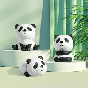 Cute Panda Figurine Resin Handmade Animal Shape Home Decoration Desktop Ornament Small Decorative Item - Product Image 1