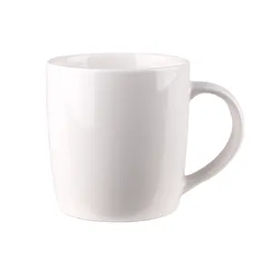 Top quality ceramic 12oz customized coffee cup for promotion full size handle white fine bone china mugs