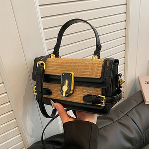 Spring New Simple Straw Shoulder Bag for Women Fashionable Handheld <b>Small</b> Crossbody <b>Handbag</b> Zipper Closure Portable Tanjing - Product Image 5