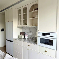 Meuble de rangement moderne blanc cassé avec porte vitrée grillagée et four intégré pour la maison, l'hôtel et la cuisine (vente en gros)