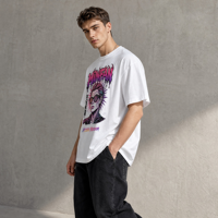 T-shirt Homme T10 MINFAN en Gros 100% Coton Manches Courtes Épaules Tombantes Imprimé Graphique Anti-Boulochage Décontracté Rétro