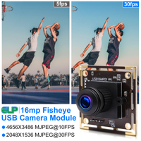 Módulo de Cámara USB con Lente Ojo de Pez ELP de 16MP, IMX298, Gran Angular, Industrial, 4K, Mini Webcam para Raspberry Pi y Computadora