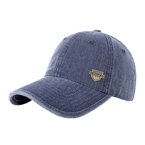 Casquette de baseball en denim Shukd bleu foncé unisexe en coton rétro pour la protection solaire - Product Image 1
