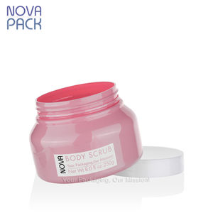 Pots d'<span class=keywords><strong>argile</strong></span> pour cire d'épaule ronde de 250ml PET PCR contenant de lotion pour gommage au beurre de corps pots en plastique <span class=keywords><strong>rose</strong></span> de 8oz avec couvercles blancs - Product Image 3