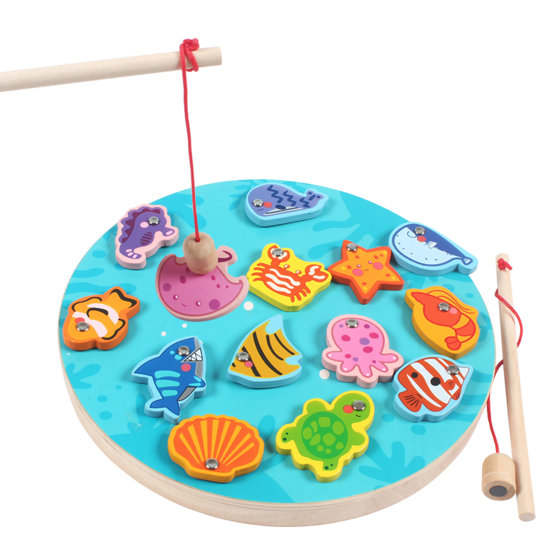 children's games Magnet Fishing Toy Kids Wooden Educational toys for children