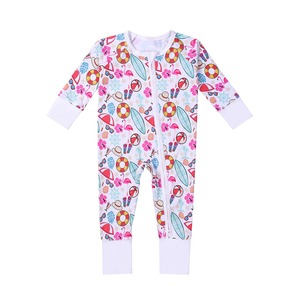 Biologische Baby Kerst Romper Zip Onesie Bamboe Nachtpak Bamboe Pyjama Met Rits Pasgeboren Ritssluiting Onesie Fabrikant Babykleding - Product Image 1