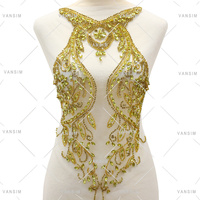 Nouveau carnaval fait à la main artisanat Design argent or strass fête corsage robe sexy diamant patchs pour robe de soirée à la maison