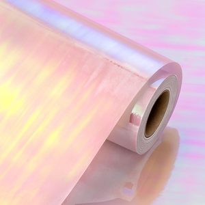 Metallic Iridescent Wrapping Paper 17Inch x 33Feet <b>Pink</b> Holographic Double Side Gift <b>Wrap</b> for Girls Fairy Party - Product Image 1
