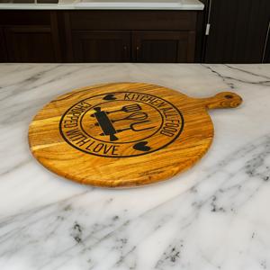 Tabla de cortar de madera con asa, tabla de picar redonda, tabla de servir de madera para uso doméstico en la cocina, de exportadores - Product Image 5