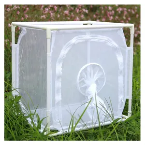 Filet en PVC respirant pour l'extérieur, carré, blanc, avec fermeture éclair, pour plantes, terrarium, abri à insectes