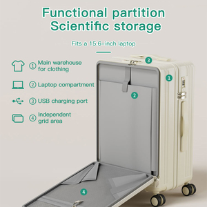 <strong>Multifunctional</strong> Front Open Usb Private Label Luggage Sets With Charger Replacement Wheel Lightweight <strong>Suitcase</strong> - Product Image 3