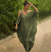 Nouvelle robe de plage à col en V et bordure dorée, style épaules dénudées, ample et grande taille, idéale pour les vacances, haut de bikini, vêtement de protection solaire