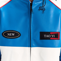 Veste bomber de course à l'esprit varsity avec broderie surdimensionnée en applique, couleur personnalisée, silhouette, imperméable, lettre sur le devant
