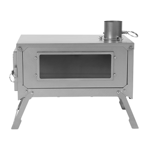 Estufa de leña Estufa de <span class=keywords><strong>camping</strong></span> portátil con tubos de chimenea Ventana delantera <span class=keywords><strong>Mini</strong></span> estufa de campamento para tienda exterior, cocina de viaje en camión - Product Image 3