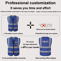 Veste légère double face bleu royal en tissu mesh haute visibilité, gilet de sécurité réfléchissant Hiviz