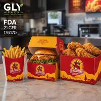 Ensemble d'emballages personnalisés pour la restauration rapide, boîte à poulet frit, boîte à hamburger, boîte à frites, conteneur alimentaire en papier à emporter, restaurant OEM