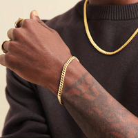 Chaînes Gourmette Miami Cubaine Étanche 5 mm pour Hommes, Plaqué Or Réel 18 Carats, en Acier Inoxydable, Bijoux Hiphop Unisexe, Bracelets pour Femmes