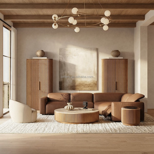 FERLY Genuine <strong>Recliner</strong> Modular <strong>Leather</strong> 4-Piece L-Sectional Sofa Set with Chaise for Living Room - Product Image 1