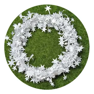 10pcs Christmas Iron Wire Ribbon Star Garland Wreath Decoration Glitter Sequin Xmas Tree Wedding Party Gift 5m