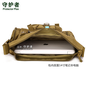 Guardian Tactical Shoulder Bag 14 Inch Laptop Capacity Crossbody For Men Outdoor Travel <b>Backpack</b> <b>Large</b> Size Solid Color - Product Image 3