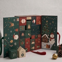 Calendrier de l'Avent de Noël personnalisé à double porte, 24 jours, boîte cadeau, compte à rebours des fêtes pour enfants, jouets et bonbons, matériaux rigides recyclés