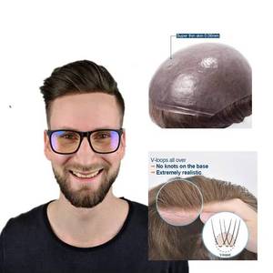 Nouveau système de remplacement capillaire invisible pour hommes New Times HS1V 0,06 mm, toupée ultra-fine à boucles en V - Product Image 6