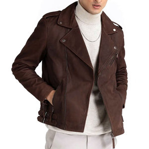 Veste en cuir suédé pour homme, qualité supérieure, prix avantageux, automne-hiver, design personnalisé, coupe ajustée, style motard classique. - Product Image 6