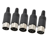 EBY 10 Stück Mini-DIN-Stecker 3/4/5/6/8-polig, männlich/weiblich, Steckdose, Lötanschluss, Kunststoffgriff, Adapter, Schwarz/Silber