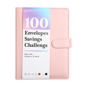 Carnet à feuilles mobiles 100 feuilles, enveloppe en similicuir, journal de défi d'épargne pour couple, cadeau coloré <span class=keywords><strong>YEKO</strong></span> - Product Image 5