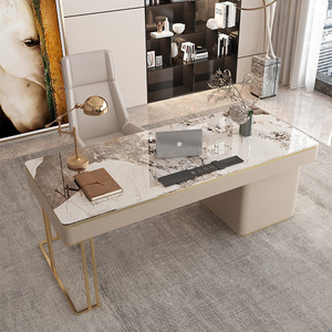 घर कार्यालय फर्नीचर सेट कार्यकारी कार्य केंद्र संगमरमर शीर्ष सोने स्टेनलेस स्टील कार्यालय डेस्क लक्जरी आधुनिक कार्यालय की मेज - Product Image 2