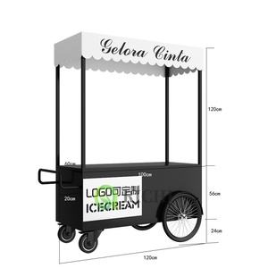 Chariot de vente organisé par camion de nourriture de chariot poussoir de grande capacité pour des affaires de barre de jus de smoothie de boisson - Product Image 2