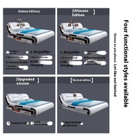 Lit Queen-en MDF moderne de 1.8m avec cuir souple et rangement Lit multifonctionnel intelligent peu encombrant