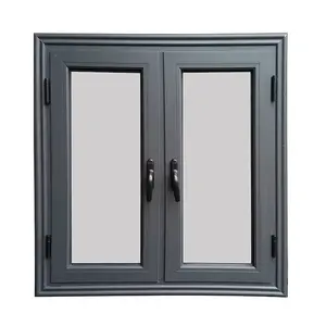 铝合金门窗平开窗铰链窗黑色铝窗外门前门房屋内部