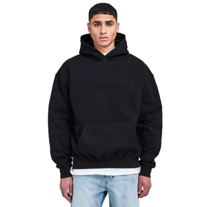 Felpa con cappuccio in bianco di alta qualità da 500gsm con stampa personalizzata Oversize da uomo <span class=keywords><strong>Pullover</strong></span> semplice con cappuccio ricamato - Product Image 2
