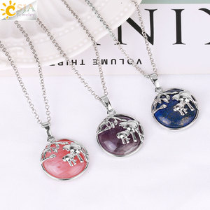 <span class=keywords><strong>CSJA</strong></span> – pendentif en cristal d'éléphant Animal mignon, collier de charme en pierre naturelle de guérison Reiki pour femmes H018 - Product Image 5