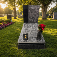 Pierre tombale en granit naturel de style européen Luca Custom avec plaque complète, ensemble de monuments funéraires pour cimetière