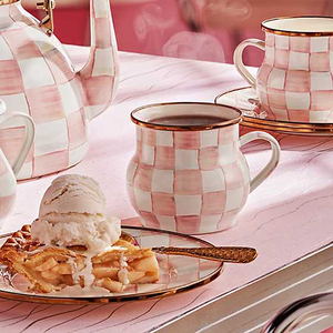 Bàn cờ lưới men Mug màu hồng-và-trắng Hồng Kiểm tra men Cup cho trà nóng độc đáo <span class=keywords><strong>drinkware</strong></span> - Product Image 4