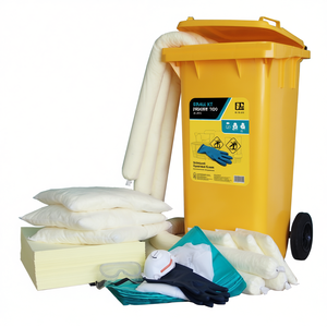 Kit anti-déversement pour produits chimiques sur roues, capacité 200L, avec tampons absorbants et gants - Product Image 2