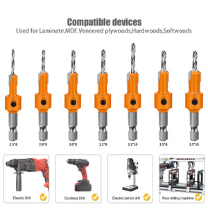 1set 5mm Hex Shank <strong>Countersink</strong> <strong>Drill</strong> Bit Double Flute High Speed Steel Wood Boring Bit for Concealed Screw Holes <strong>Mill</strong> - Product Image 4