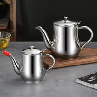 Bouilloire à huile en acier inoxydable 201 avec filtre amovible et couvercle rabattable, pot de stockage d'huile de cuisson pour la cuisine